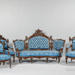 American Upholstered Carved Walnut Seating Suite, attributed to John Jeliff, c. 1879 (Lot 490, Estimate $2,000-4,000)