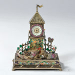 Viennese Silver-gilt and Enamel Table Clock, Austria, late 19th century (Lot 59, Estimate $2,000-4,000)