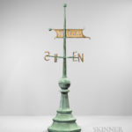 Large Freestanding Molded Sheet Copper Bannerette Weathervane, Maine, c. 1890-1900 (Lot 120, Estimate $3,000-5,000)
