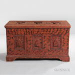 Carved and Paint-decorated Diamond-point Blanket Chest, New York, early 19th century (Lot 152, Estimate $3,000-5,000)