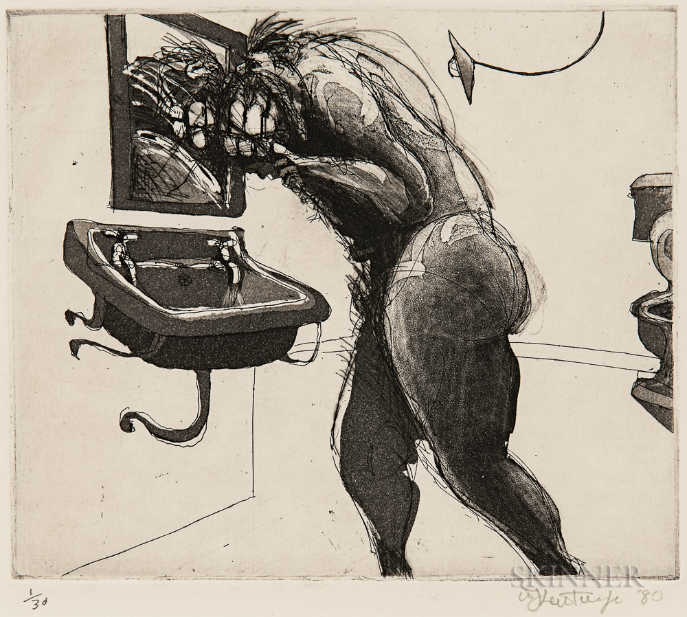 William Kentridge (South African, b. 1955) Plate from the Series Domestic Scenes, 1980, edition of 30 (Lot 63, Estimate $1,800-2,200)