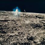 Bluish halo around Alan Bean at the lunar-science station, EVA 1, Apollo 12, November 1969 (Estimate $400-600)