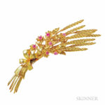 18kt Gold and Ruby Brooch, Tiffany & Co. (Lot 1062, Estimate $700-900)