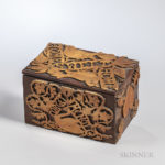 Victorian Carved Walnut and Maple Box (Lot 1865, Estimate $100-200)