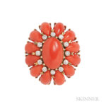 18kt Gold, Coral, and Diamond Dome Ring (Lot 278, Estimate: $500-700)