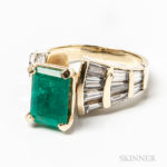 14kt Gold, Emerald, and Diamond Ring (Lot , $2,000-3,000)
