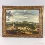 Century French School Hillside Townscape Oil on Canvas (Lot 2025, Estimate: $300-500)