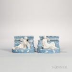 Pair of Wedgwood Solid Blue Jasper Figural Bough Pots (Lot 397, Estimate $3,000-5,000)