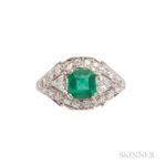 Platinum, Emerald, and Diamond Ring, c. 1950 (Lot 1078, Estimate: $800-1,200)
