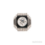 Art Deco Platinum, Diamond, and Onyx Ring, Rene Boivin (Lot 105, Estimate: $10,000-15,000)