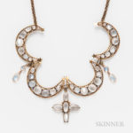 Antique 9kt Gold and Moonstone Crescent Necklace (Lot 2227, Estimate: $150-250)