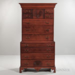 Maple Carved Chest-on-chest, David Young, Hopkinton, New Hampshire, late 18th century (Lot 48, Estimate: $7,000-$9,000)