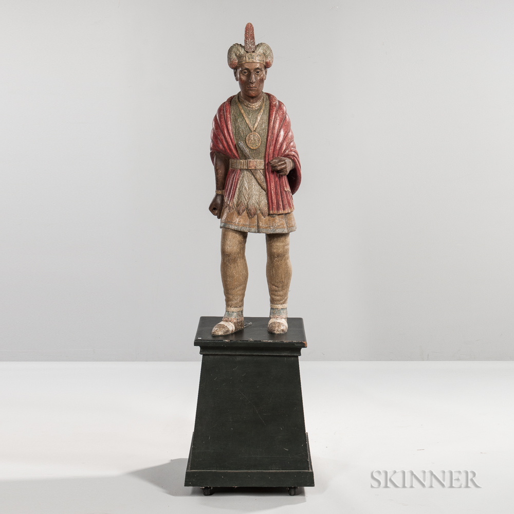 Carved and Painted Tobacconist Figure, Julius Theodore Melchers, c. 1860 (Lot 454, Estimate: $20,000-$30,000)