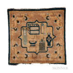 Ningsha Mat, western China, early 19th century, 2 ft. 3 in. x 2 ft. 4 in. Provenance: The Ronnie Newman Collection of Early Rugs. (Lot 287, Estimate: $1,000-1,200)