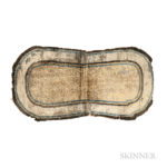 Chinese Silk Saddle Rug, 17th/18th century, 4 ft. 4 in. x 2 ft. 3 in. Provenance: The Ronnie Newman Collection of Early Rugs. (Lot 140, Estimate: $4,000-5,000)