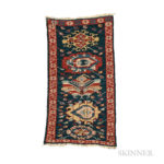Kuba Soumak Panel, Caucasus, c. 1870, 2 ft. 11 in. x 1 ft. 7 in. Provenance: The Ronnie Newman Collection of Early Rugs. (Lot 14, Estimate: $800-1,200)