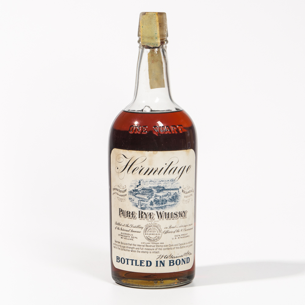 Hermitage Pure Rye Whiskey, 1 quart bottle (Estimate: $1,000-1,500)