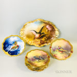 Ten-piece Set of Limoges "Coronet" Hand-painted Gamebird-decorated Porcelain Tableware (Lot 1129, Estimate: $200-400)