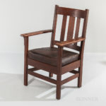 J.M. Young Arts and Crafts Oak Mission Armchair (Lot 1333, Estimate: $200-250)