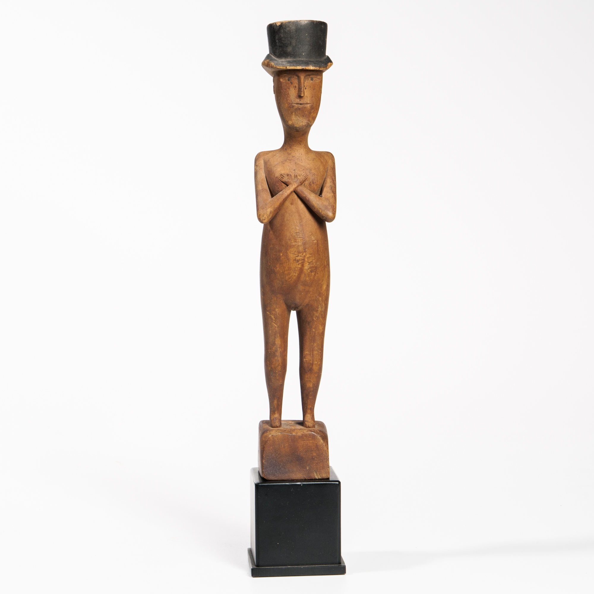 Carved Androgynous Figure in a Top Hat, America, c. 1869-70 (Lot 9, Estimate: $8,000-12,000)