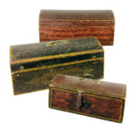 Three Small Paint-decorated Pine and Poplar Dome-top Boxes (Lot 295, Estimate: $200-300)