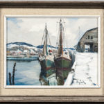 Otis Pierce Cook, Two Vessels at a Snowy Wharf (Lot 1161, Estimate: $600-800)