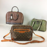 Three Louis Vuitton Handbags, two leather with logo decoration, and an olive green canvas bag with logo decoration, (imperfections). (Lot 2319, Estimate: $300-400)