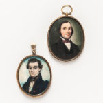 Two Portrait Miniature Pendants, one 14kt gold mounted, lg. to 2 3/4 in. (Lot 2015, Estimate: $300-500)