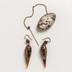 Antique Mourning Brooch and a Pair of Victorian Pique Earrings, brooch inscribed and dated 1796, earring lg. 2 in. (Lot 2030, Estimate: $200-300)