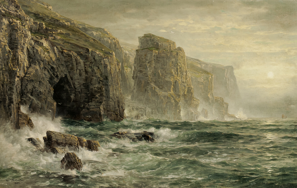 William Trost Richards (American, 1833-1905), The Shores of Bude, Cornwall, alternatively titled Coast of Cornwall (Lot 234, Estimate: $20,000-40,000)