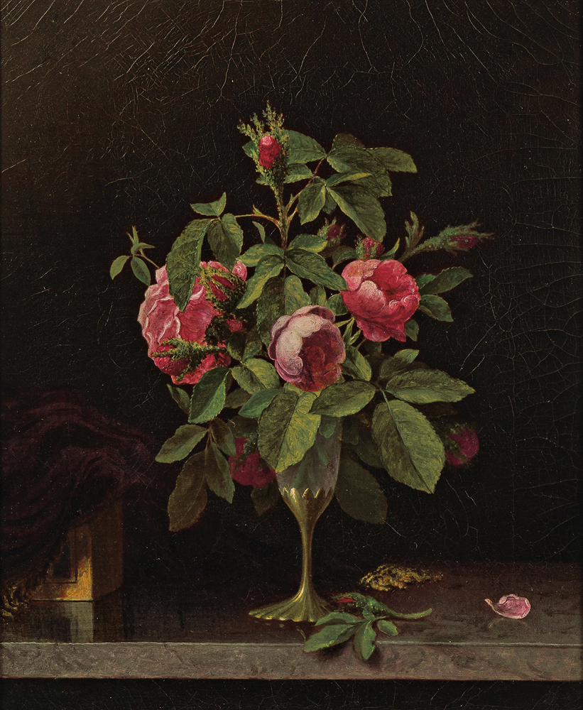 Martin Johnson Heade (American, 1819-1904), Pink Roses in a Fragile Vase (Lot 246, Estimate: $30,000-50,000)
