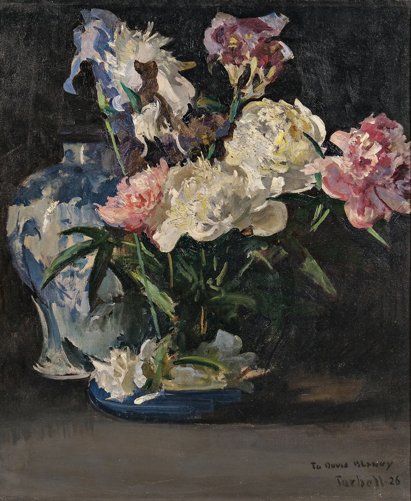 Edmund Charles Tarbell (American, 1862-1938), Peonies and Iris (Lot 355, Estimate: $20,000-30,000)