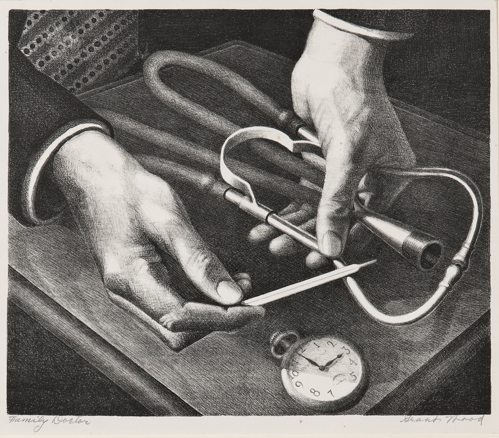 Grant Wood (American, 1891-1942) Family Doctor, 1941 (Lot 52, Estimate: $3,000-5,000)