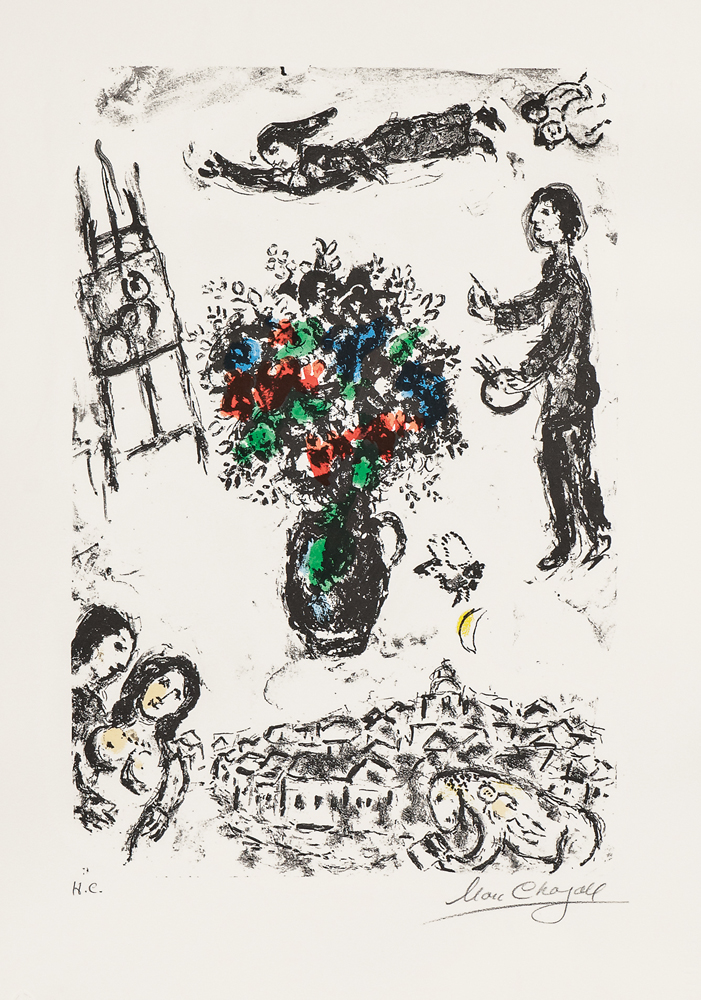 Marc Chagall (Russian/French, 1887-1985) Bouquet sur la ville, 1983 (Lot 61, Estimate: $3,000-5,000)