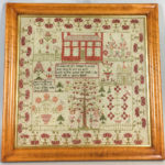 Framed Ann Cheetherns Adam and Even Needlework Sampler (Lot 68, Estimate: $300-500)