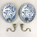 Pair of Delft Ceramic and Brass Wall Sconces (Lot 173, Estimate: $200-250)