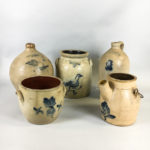 Five Cobalt-decorated Stoneware Vessels (Lot 250, Estimate: $300-500)