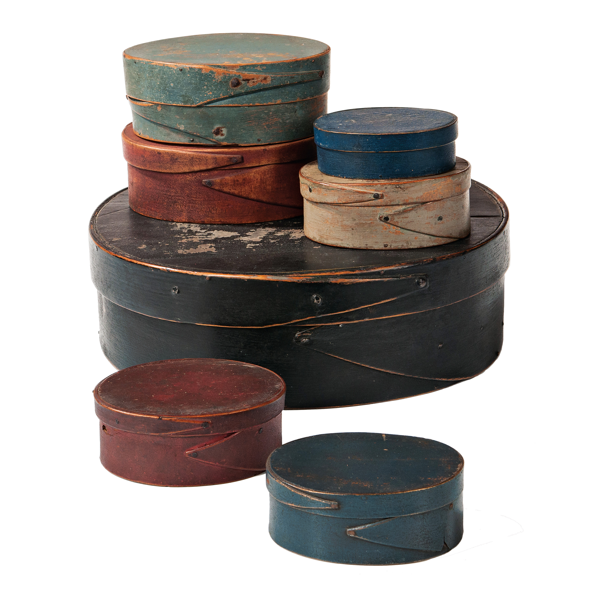 Stack of Seven Painted Pantry Boxes (Lot 1011, Estimate: $1,000-1,500)