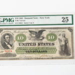 1861 $10 Demand Note, New York, Fr. 6, PMG Very Fine 25 (Lot 1277, Estimate: $6,000-8,000)