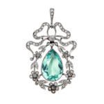 Edwardian Platinum, Aquamarine, and Diamond Pendant (Lot 1078, Estimate: $800-1,200)