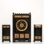 Gilt and Hand-painted Belgian Slate Clock Garniture Set (Lot 1240, Estimate: $200-250)