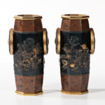 Pair of Mixed Metal Gilt-bronze and Gilt-silver Vases, Japan, Meiji period (Lot 378, Estimate: $4,000-6,000)