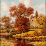 George W. Drew (American, 1875-1968) <i>Autumn Pond</i>. (Lot 1227, Estimate: $400-600)