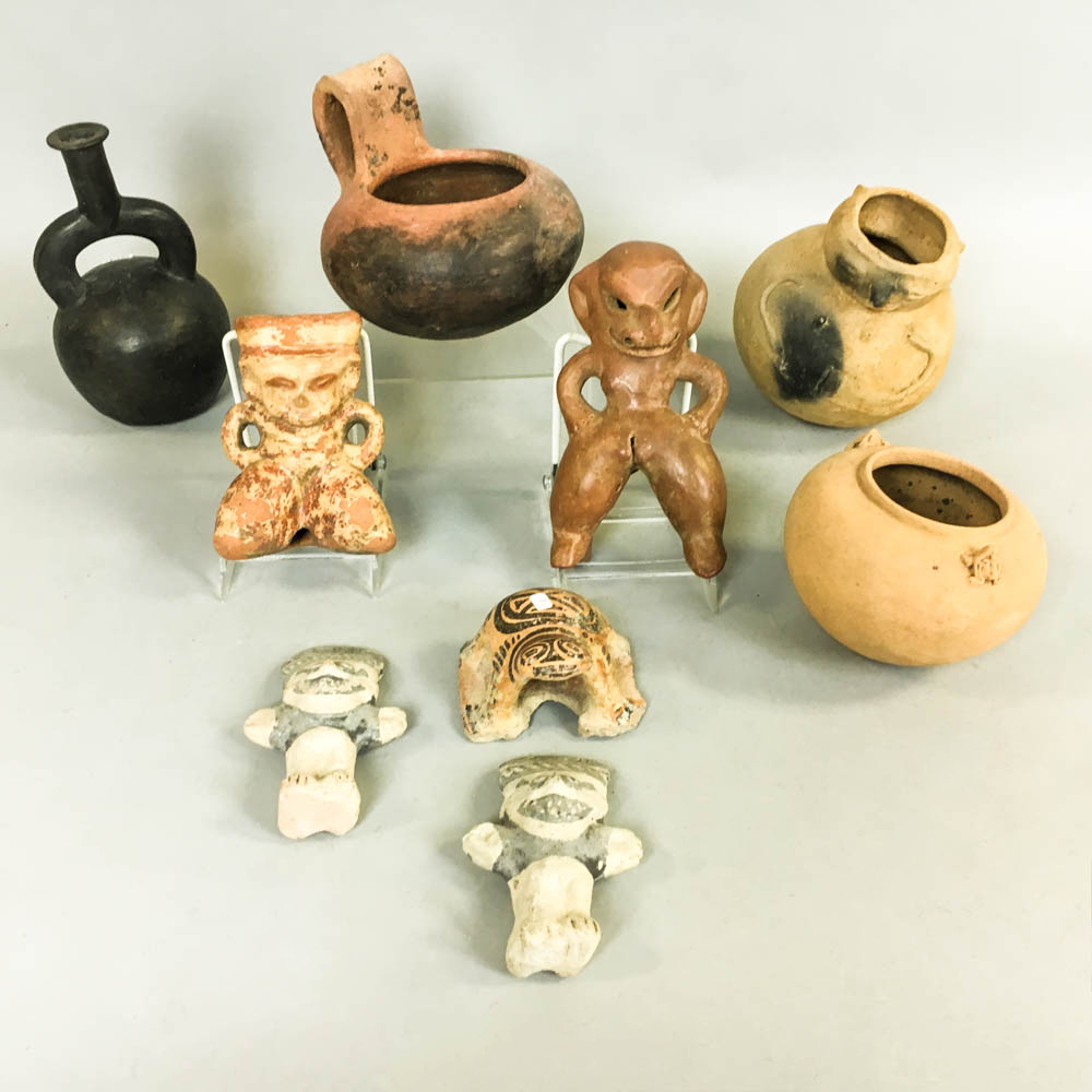 Nine Pre-Columbian Pottery Figures and Vessels (Lot: 1039, Estimate: $500-700)