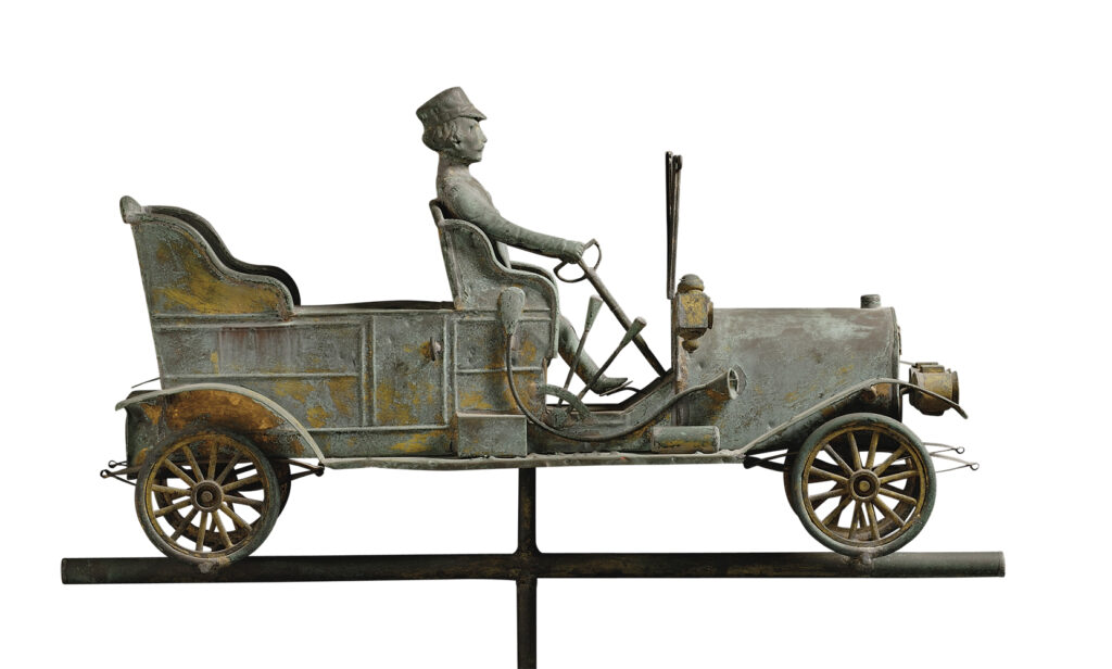Gilded Molded Copper Touring Car with Driver Weathervane