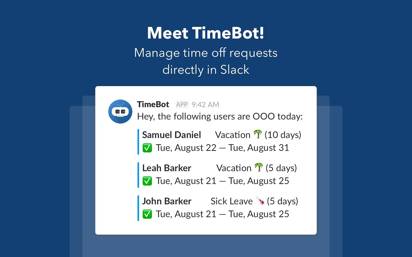 timebot slack app directory time off
