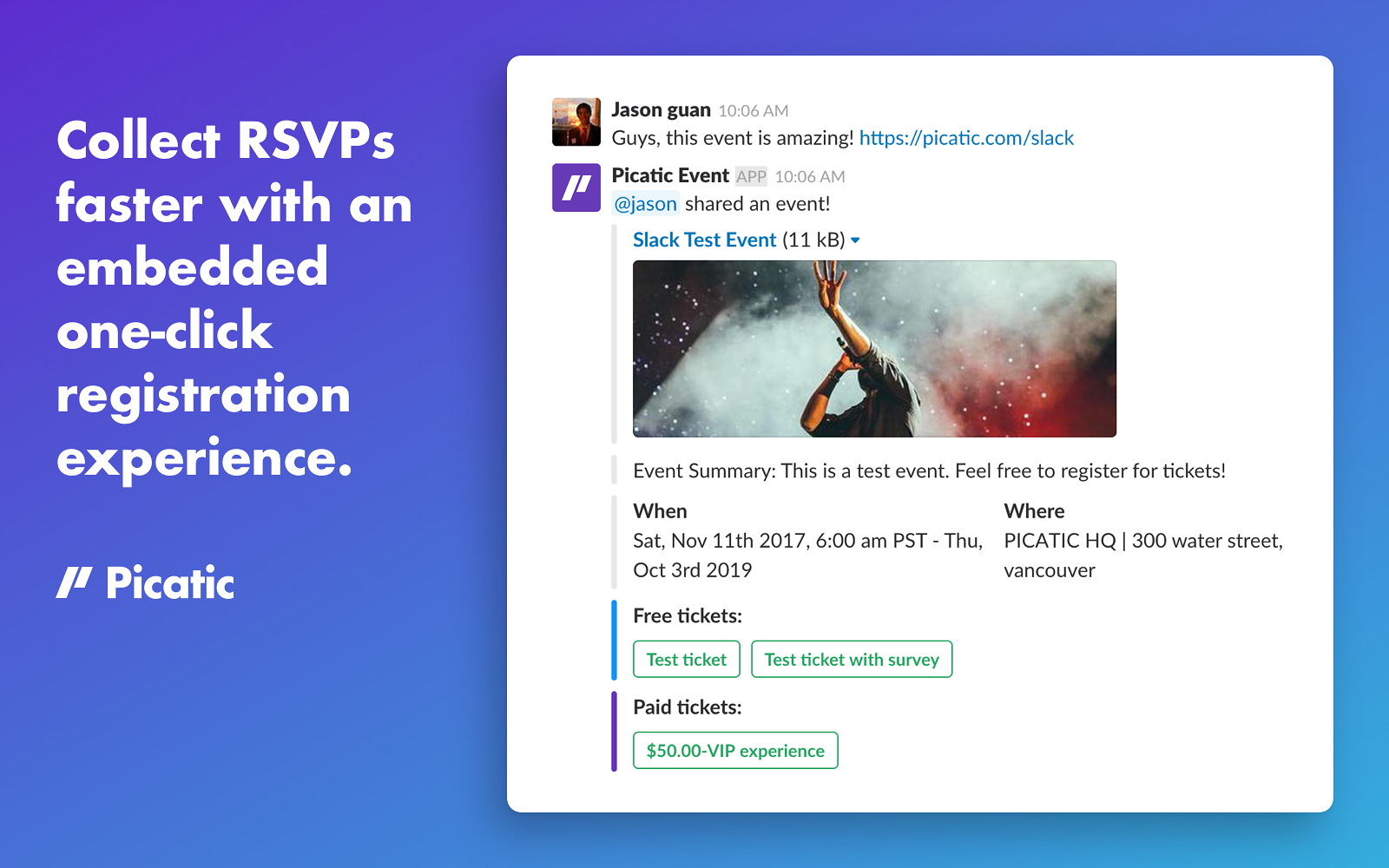 picatic event slack app directory