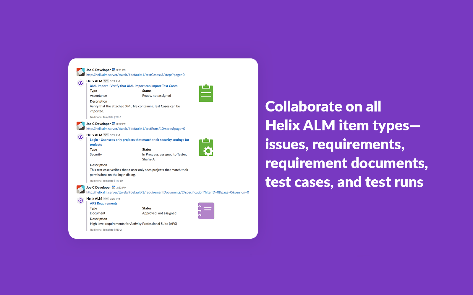 Helix ALM Slack App Directory