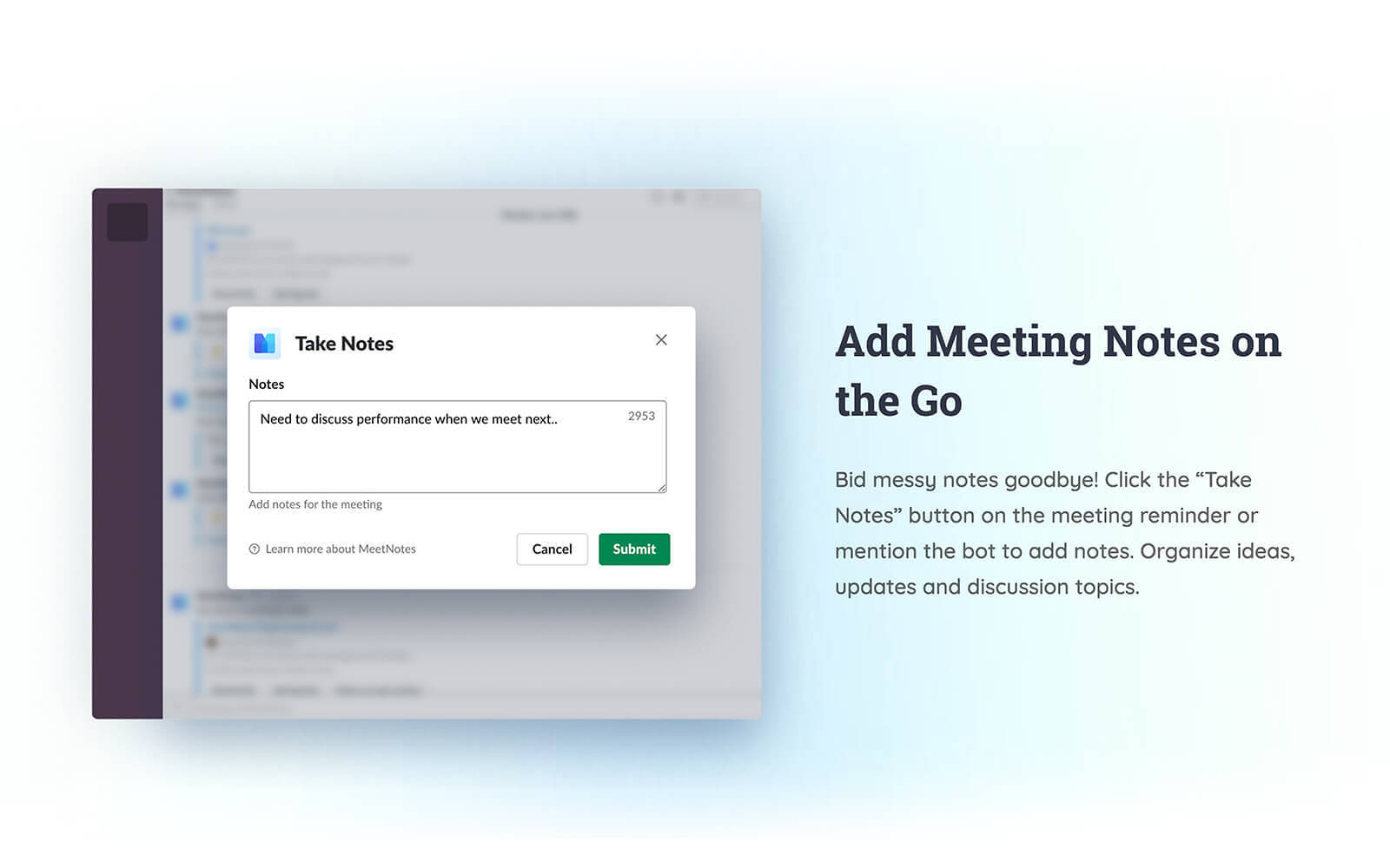 meetnotes slack app directory how to organize meeting notes