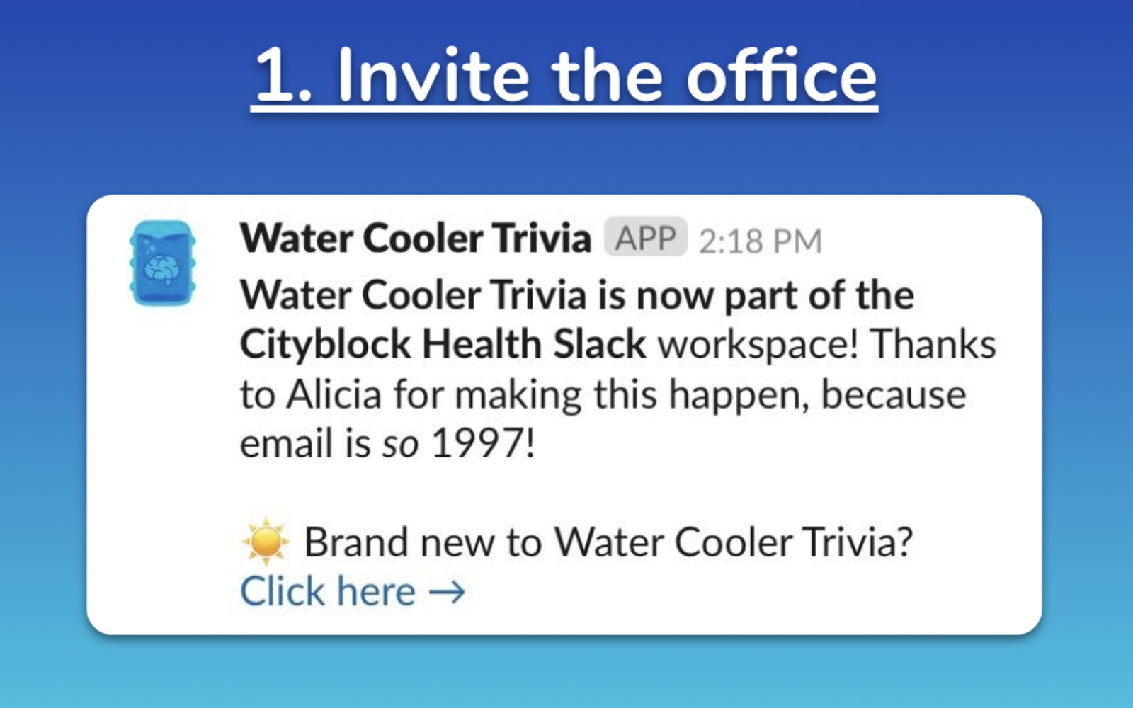 Water Cooler Trivia Slack App Directory